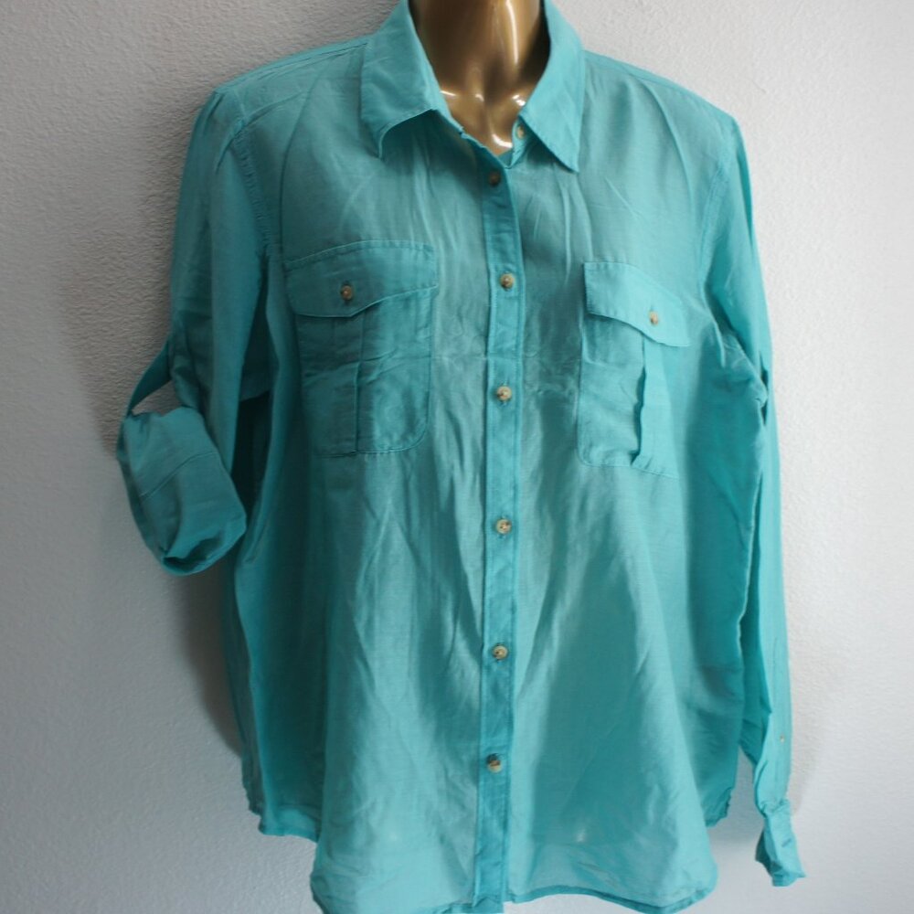 Ralph lauren cotton/silk tab sleeve blouse shirt size XL